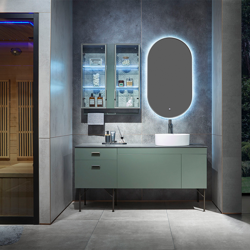 Oppein Fashion New Design Wall Mounted Modern Lacquer bathroom cabinets PLWY21113