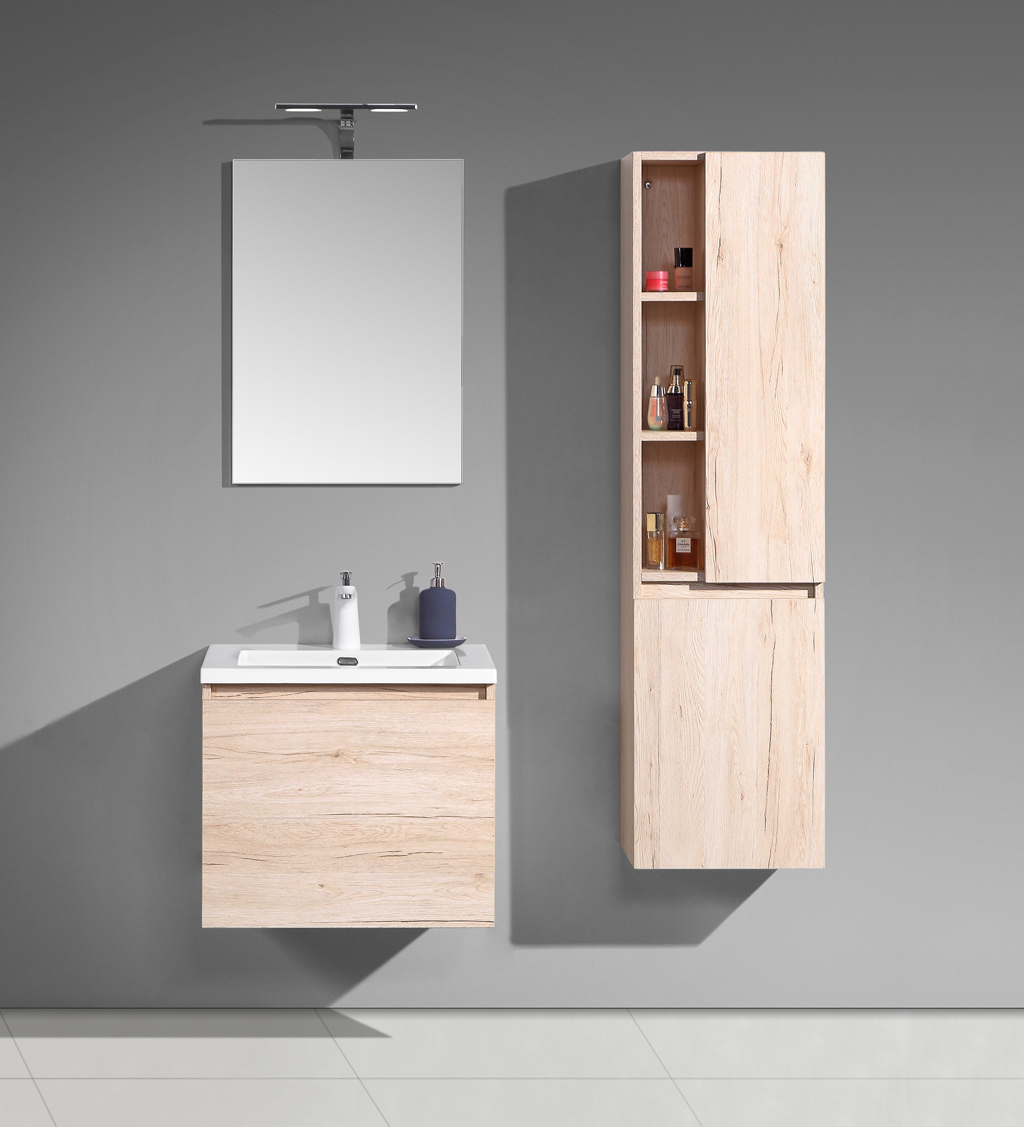 Okayhome-Oky- Wall Hung Bathroom Cabinet With Partition Storage