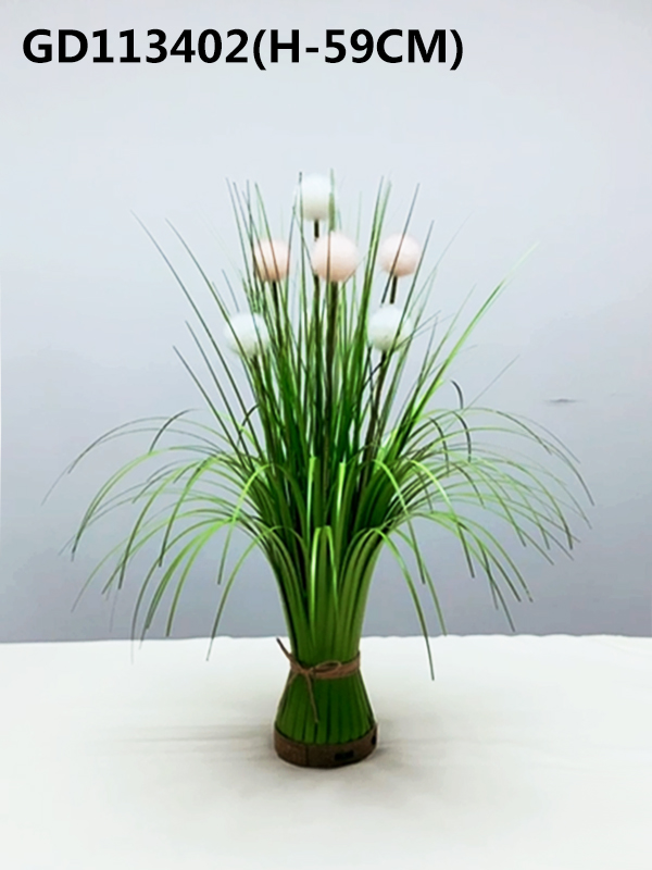 Green grass bundle with snow ball and LED light (H-59CM)*
