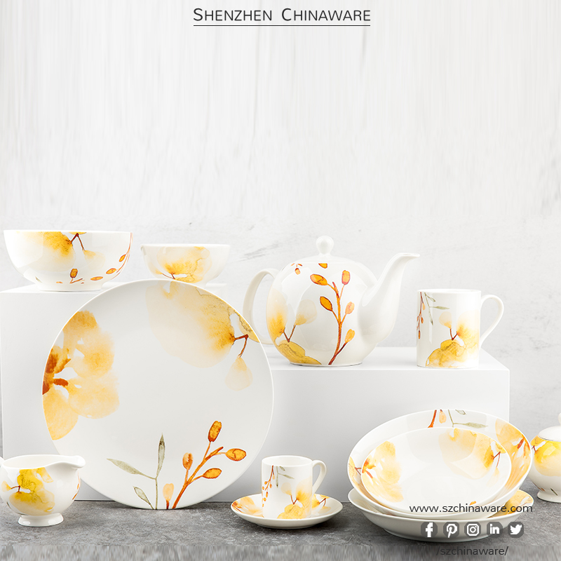 Porcelain New Bone China Tableware Autumn Design P277 Tableware SZChinaware Dinner Set Wholesale Fine Porcelain Dinner Plate