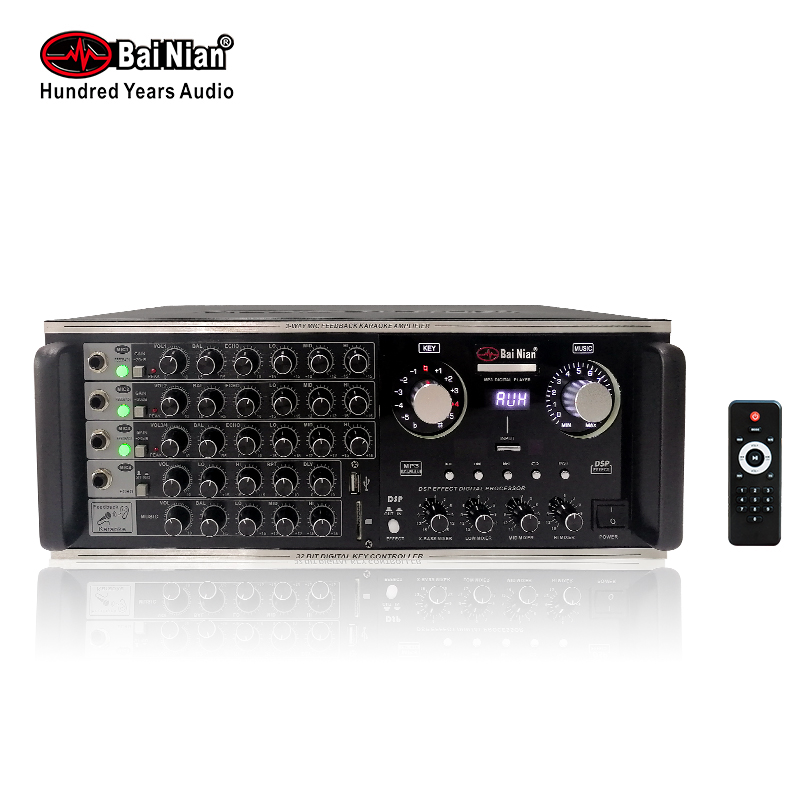 Amplifier(3-Way Mic Feedback Stereo Digital Home Amplifier for Karaoke Sound System)