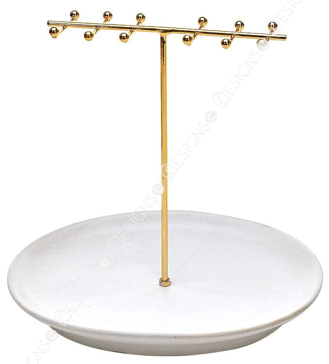 000000Jewelry Tree Stand golden Metal and Wood Basic Large Storage Necklaces Bracelets Earrings