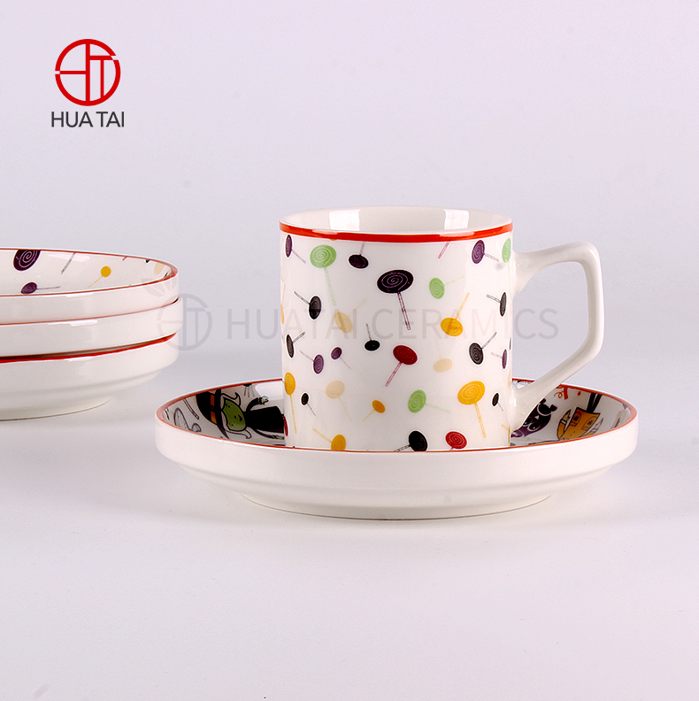 Ceramc mug Lovely candy patterned ceramic cup and saucer