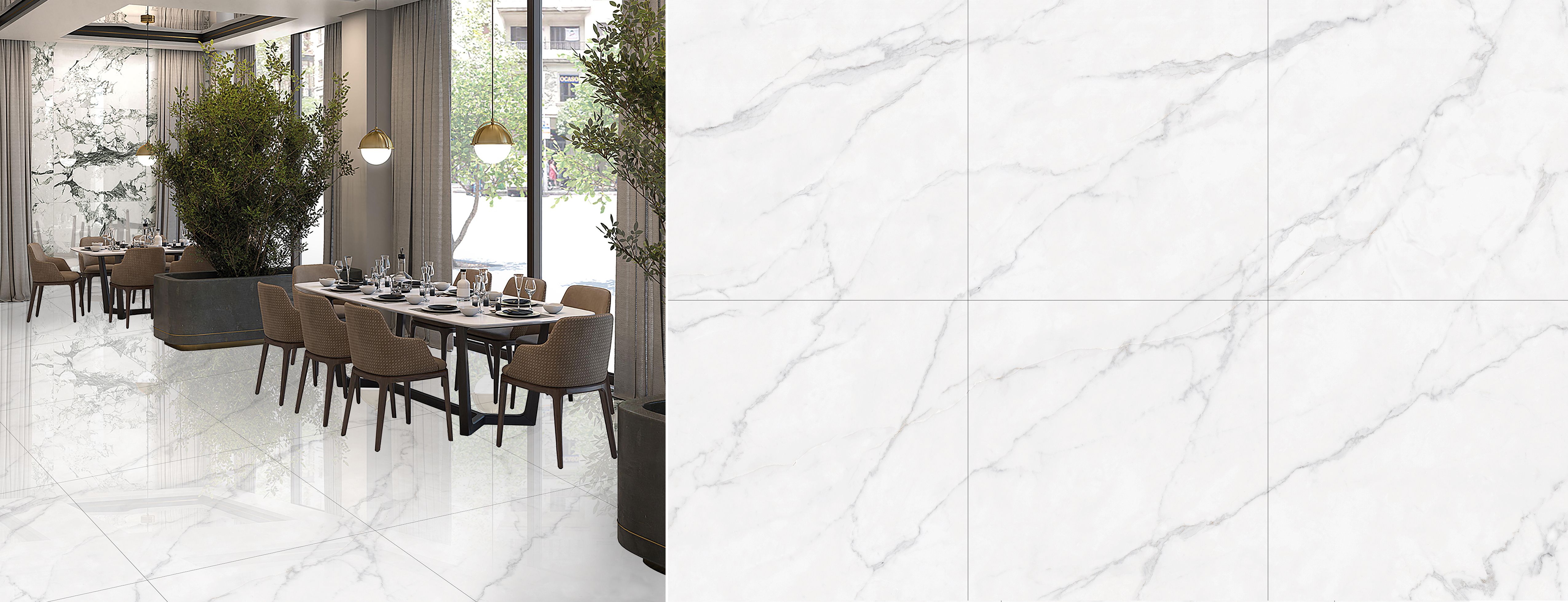 Polished glazed porcelain tiles