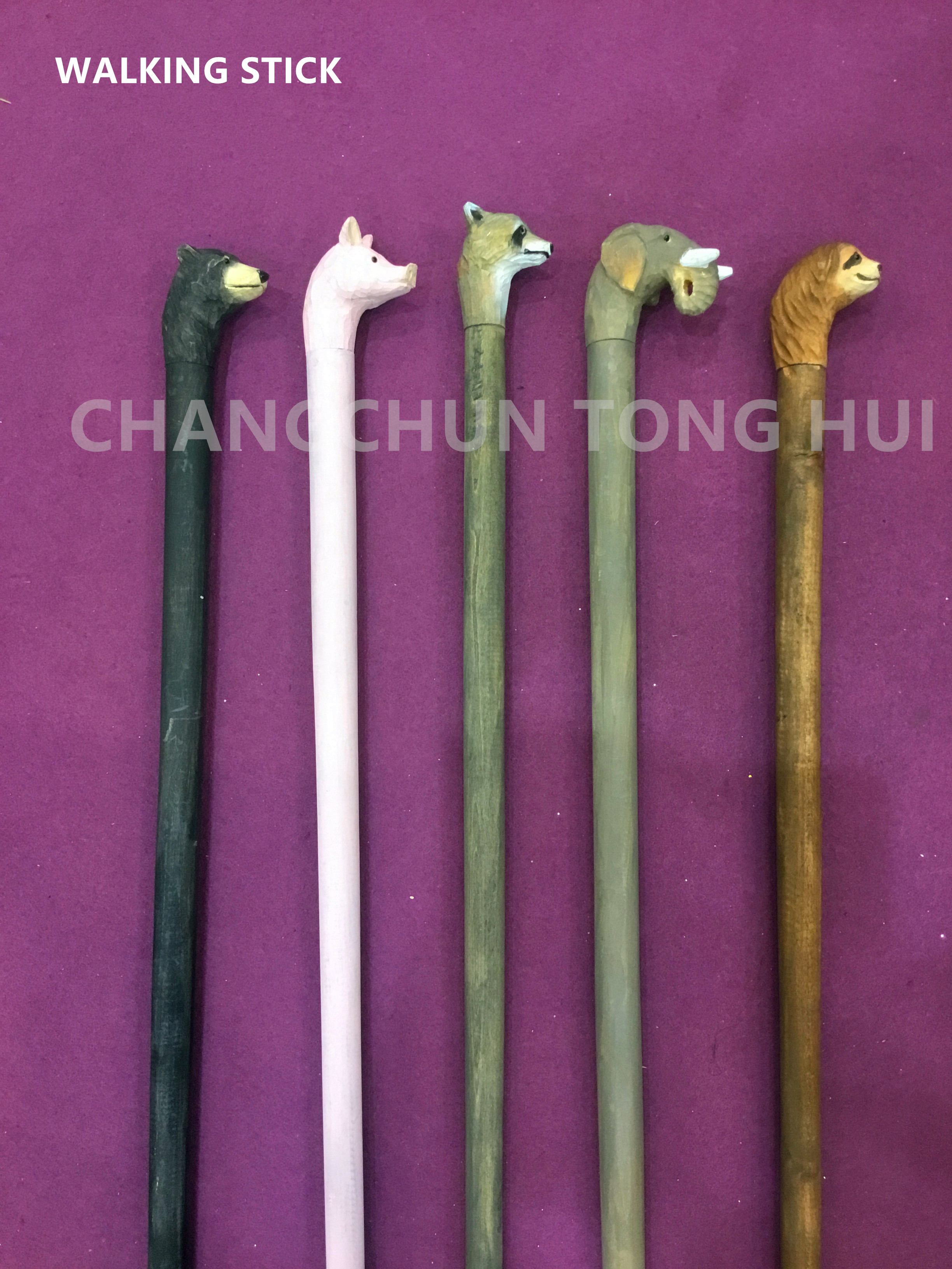 Wood carved walking stick