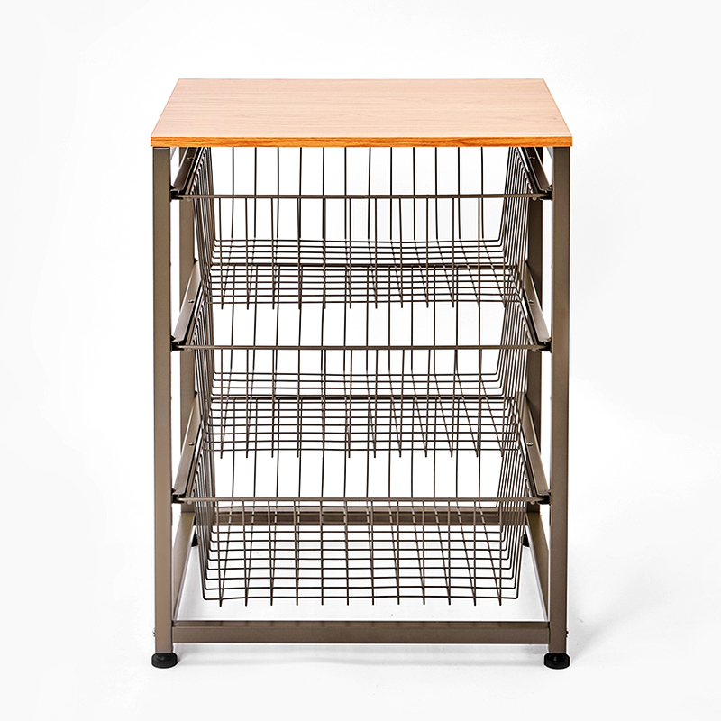 4 Tier Metal Rolling Utility Carts Microwave Rack with Wooden Tabletop for Kitchen Living Room