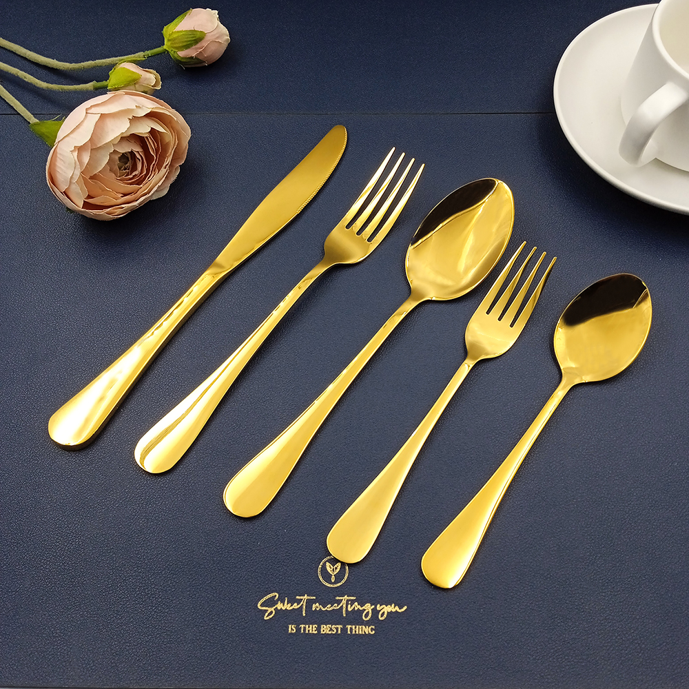 1010 Gold Cutlery set of 430 stainless steel flatware for restaurant /start hotel