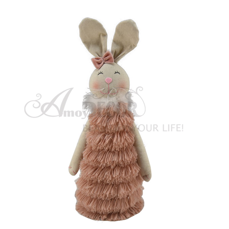 1asst Fabric Rabbit W/Smiling Face Decoration
