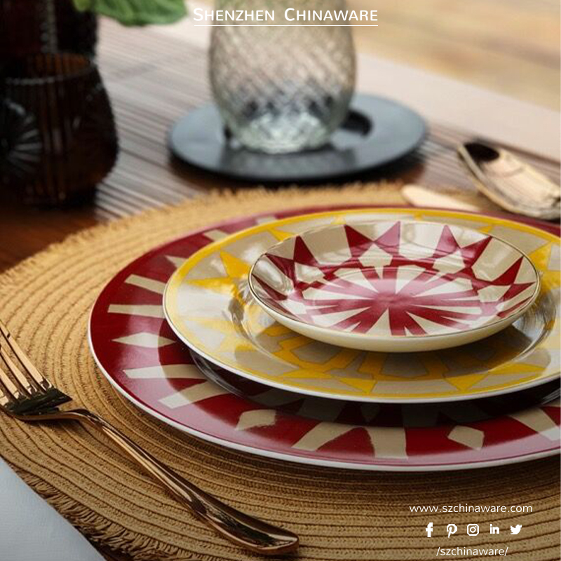 Porcelain New Bone China Tableware OEM For Tableware SZChinaware Custom Print Ceramic Plate Sets Porcelain Custom Cup And Saucer Set