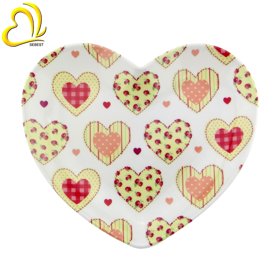 1 SEBEST Love Heart Shaped Melamine Plate SEMA069#01