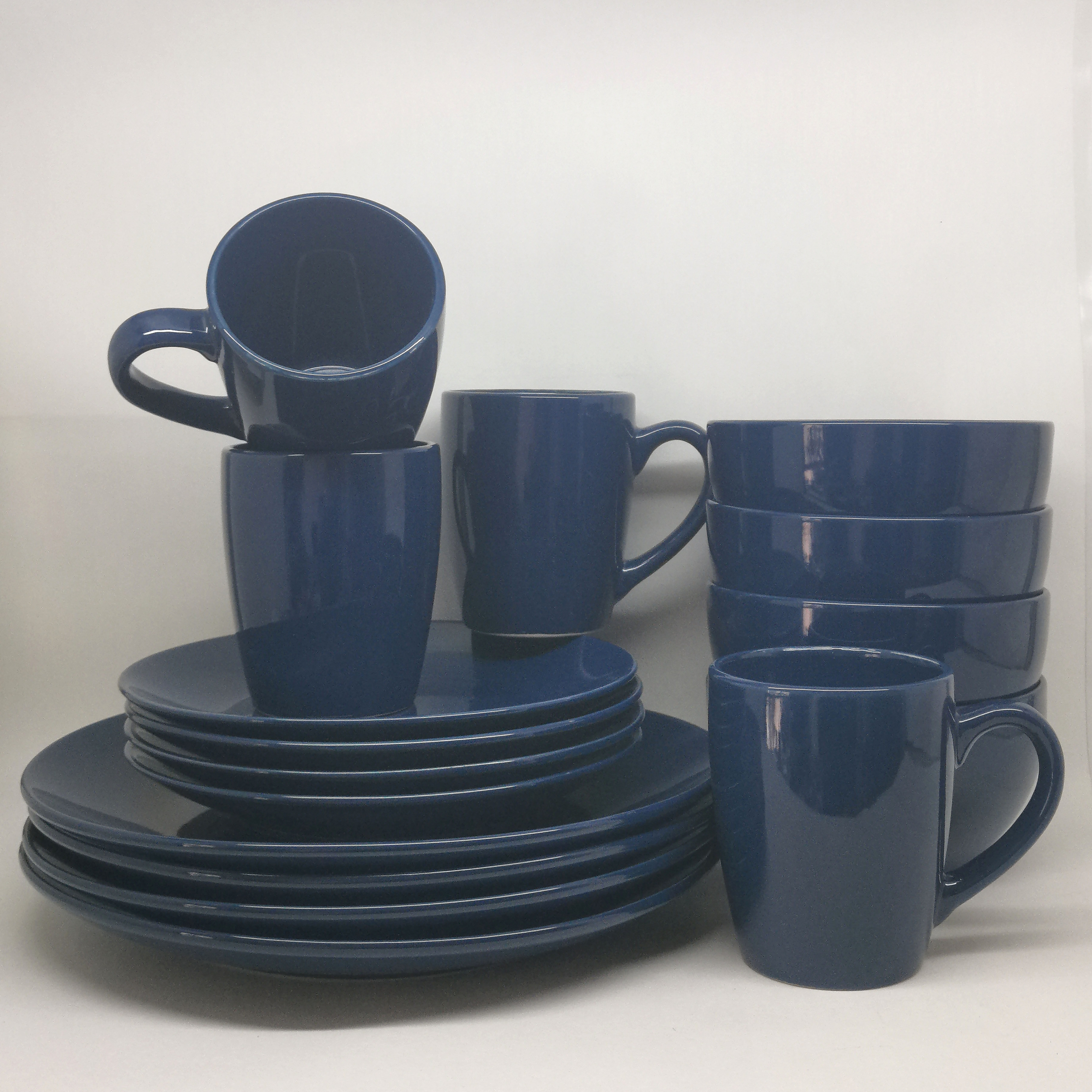 Stoneware coupe shape glazed dinner set BLUE