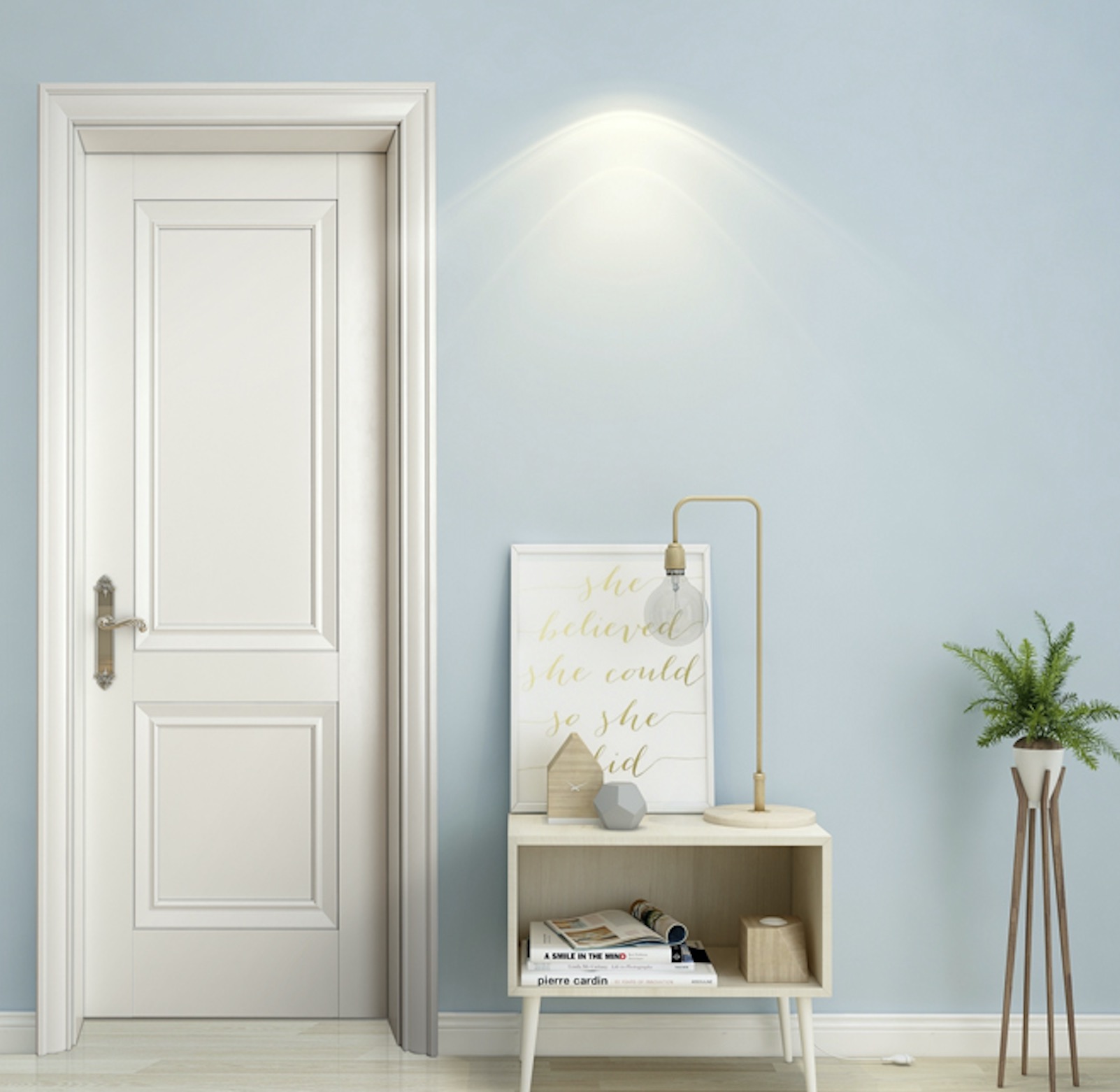 GOLDEA Wooden, Sliding, Barn, Bi-fold, Waterproof, Fire-rated, Painted, MDF, Melamine