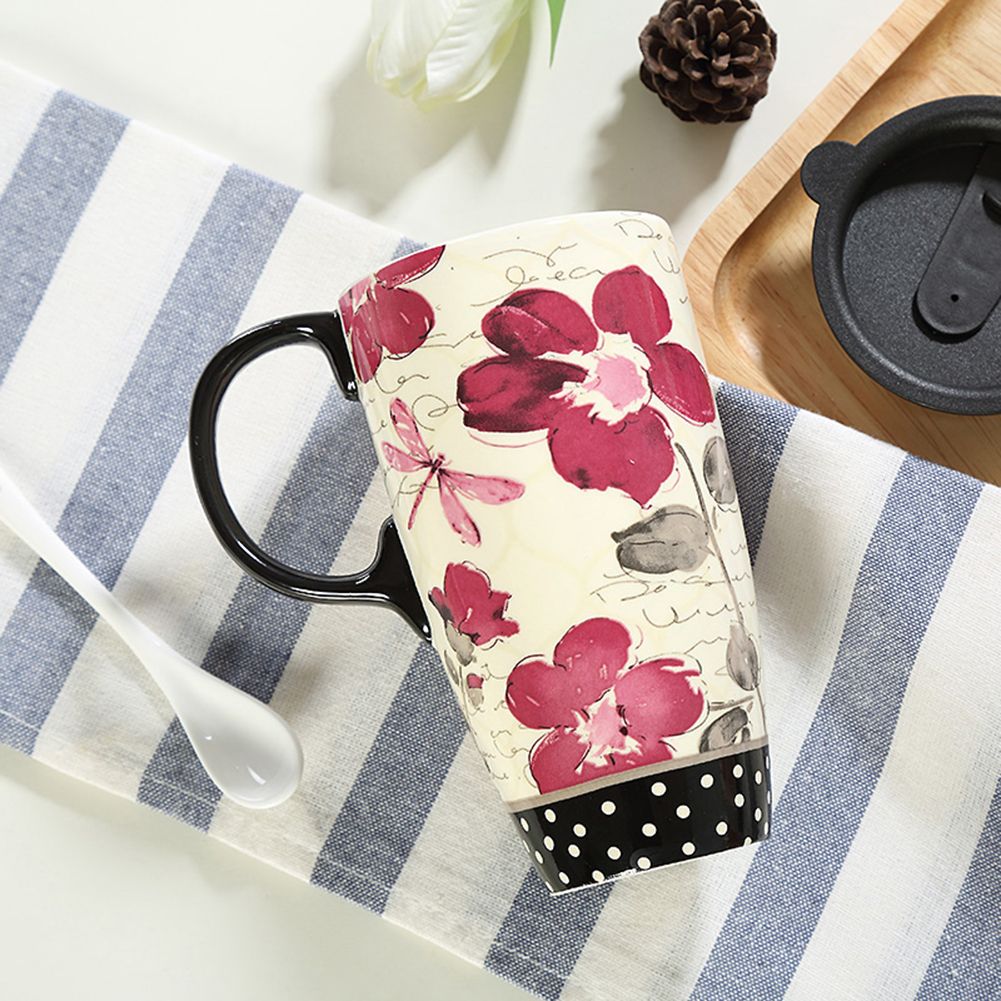 Super large capacity classic painted mug Flower