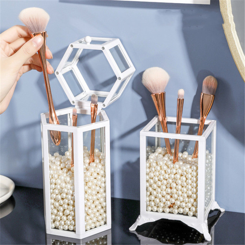 Transparent ABS Glass Anti Dust Waterproof Makeup Brush Bucket