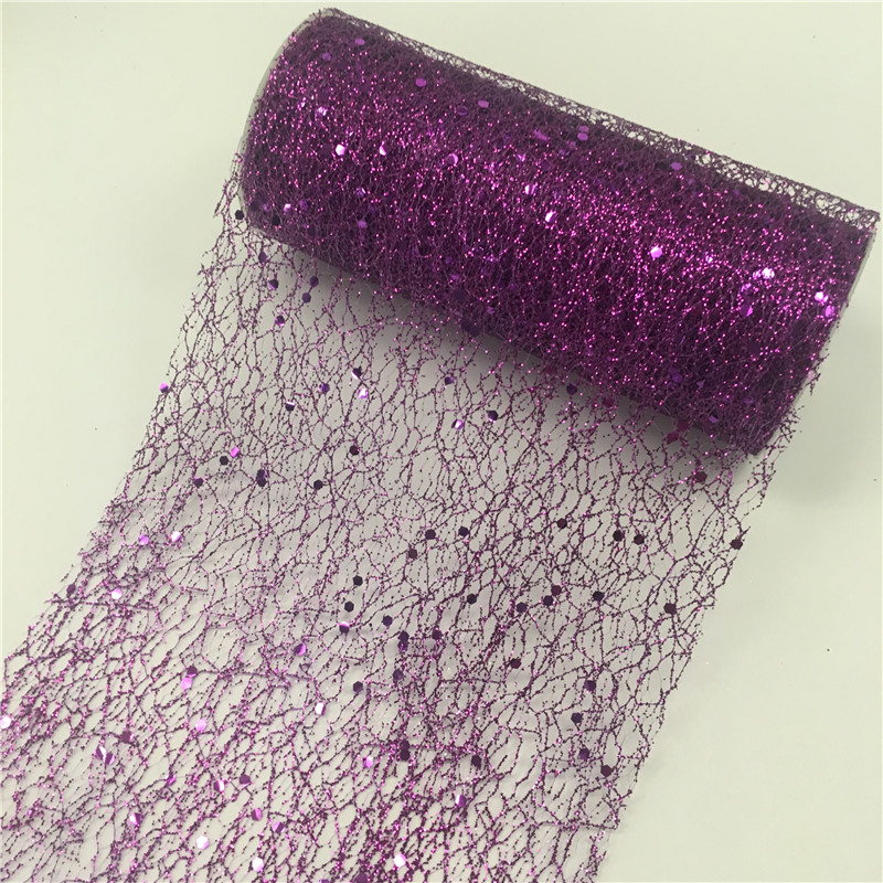 6 Inch Glitter Sequin Tulle Rolls Wholesale Polyester Tulle Mesh Fabric Halloween Decoration
