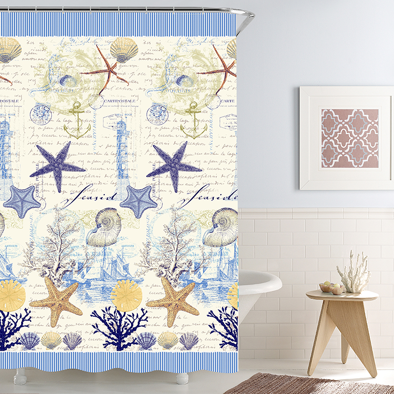 Waterproof and mildew proof printing polyester shower curtain
