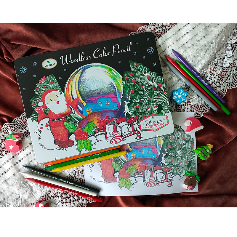 Christmas gift box woodless color pencil painting set