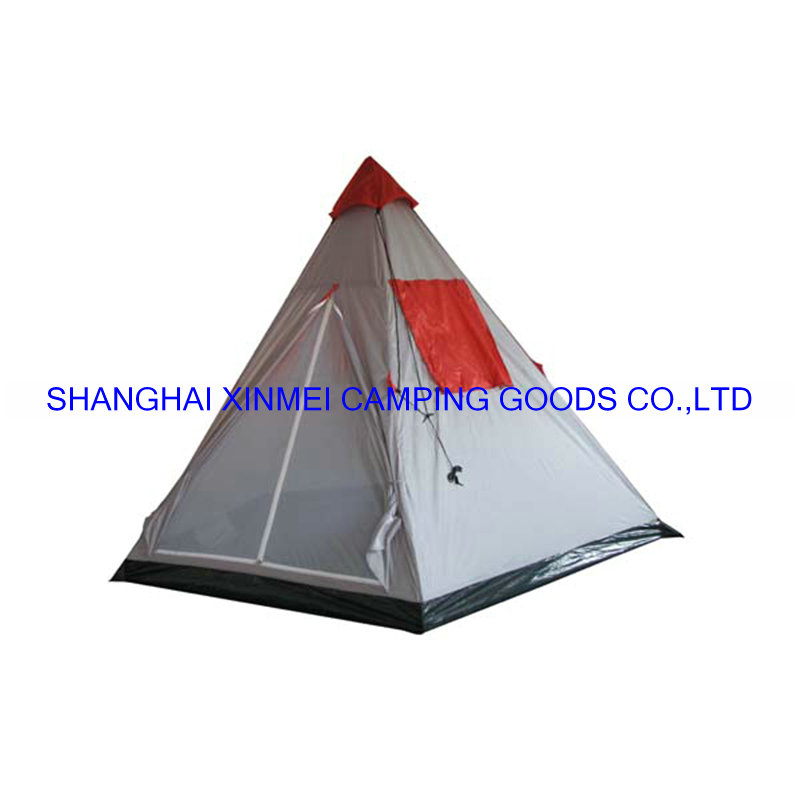 A 4p Teepee Camping Tent With Polyester Tent Fabric Steel Tent Poles And Pe Tent Ground Sheet
