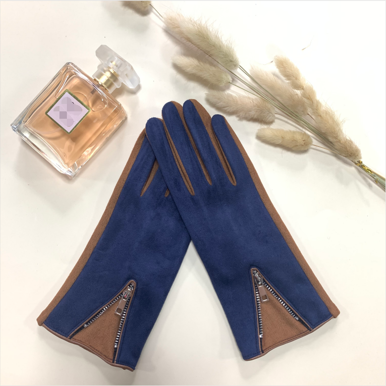 Ladie's gloves with zipper decoration