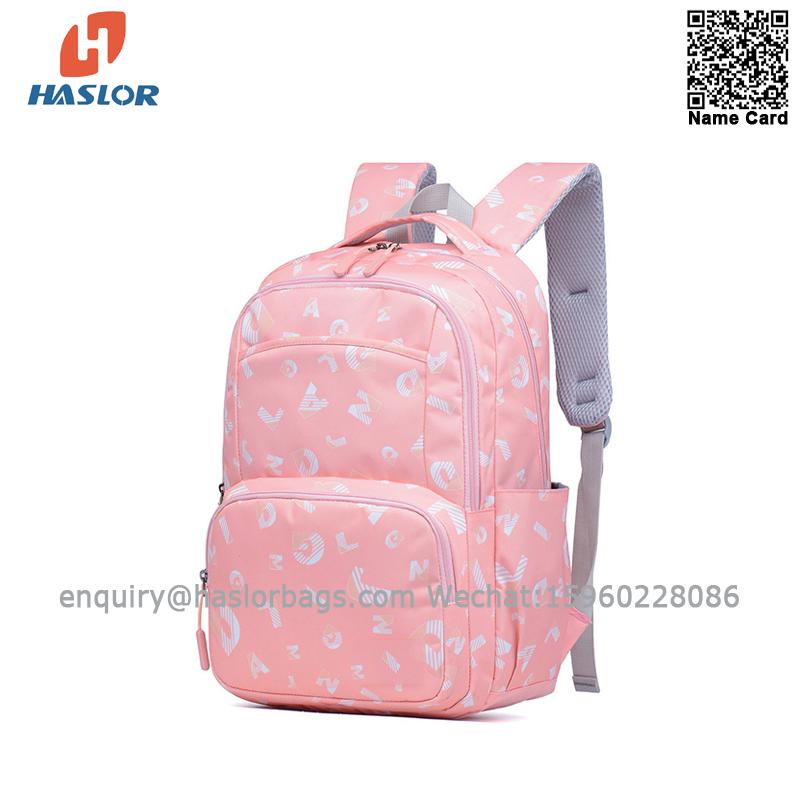 009a# 2021 Spring Trending Lightweight Big Capacity Student Bag 17.5 inch Letter Pattern Waterpfoof School Backpack