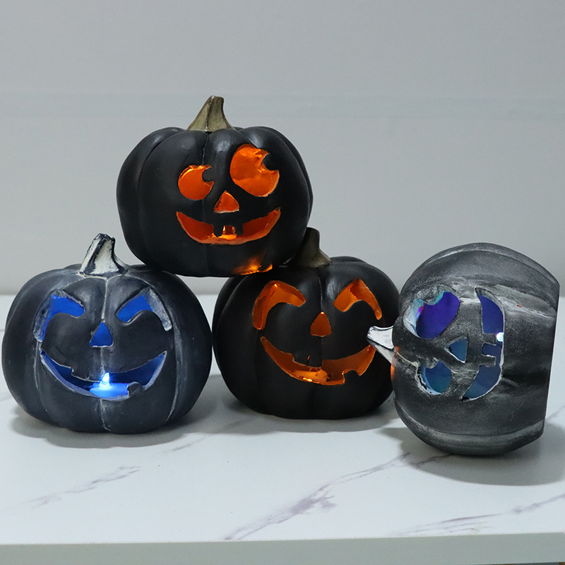 Halloween Colorful light pumpkin halloween decorations custom Indoor and outdoor decoration resin crafts