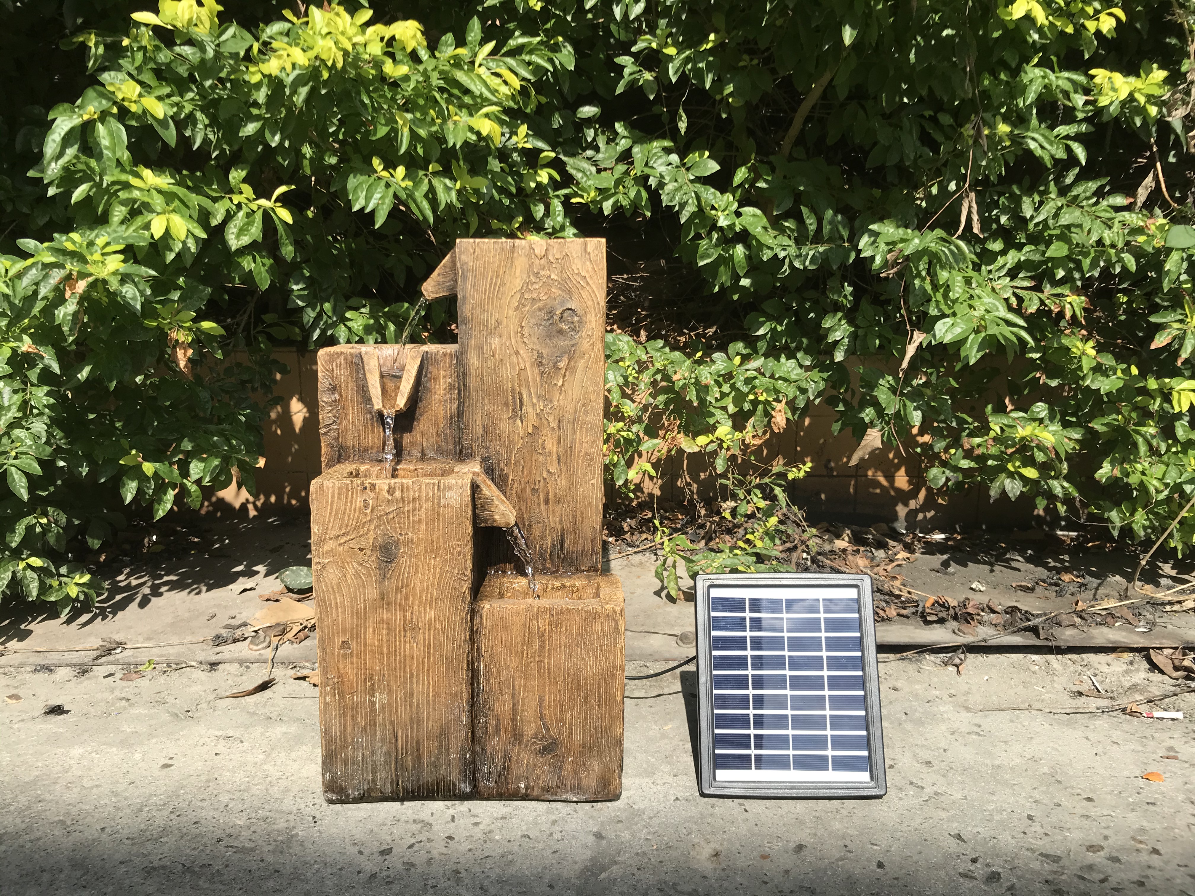 hotselling wood grain solar water fountain.