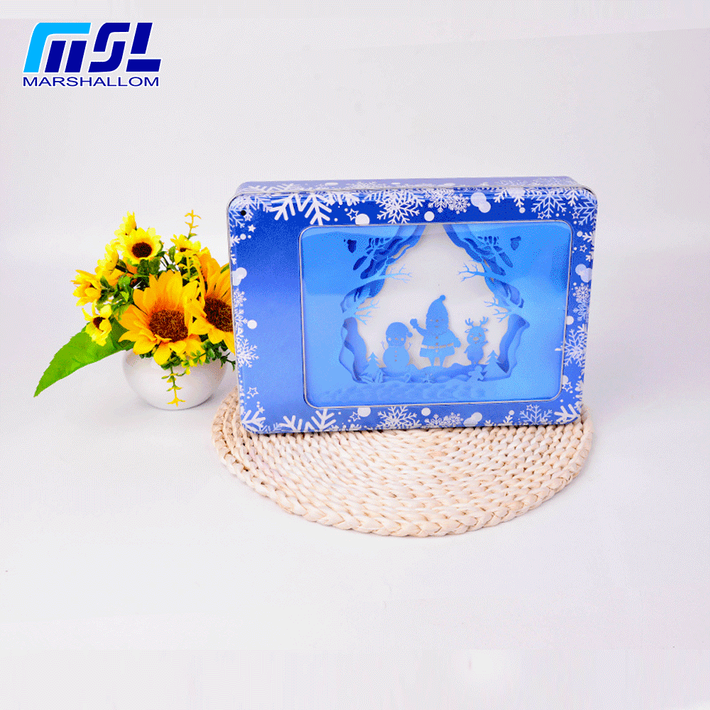 Rectangular tin box with 3D layered card and light( tinbox tin can metal can metal box tinbox)