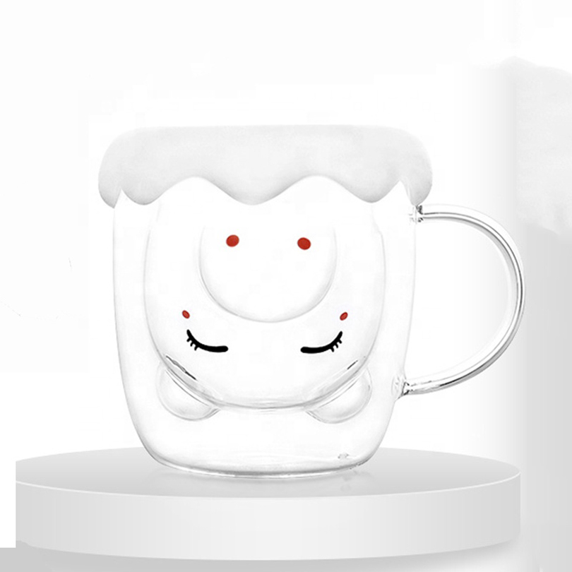 Handmade Clear Double Wall bear Shaped Glass Cup