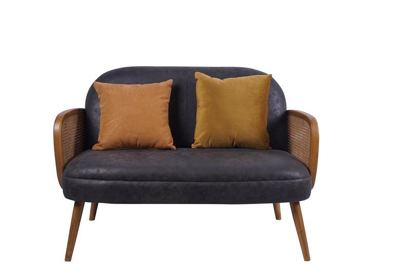 Rattan And Wood Sofa