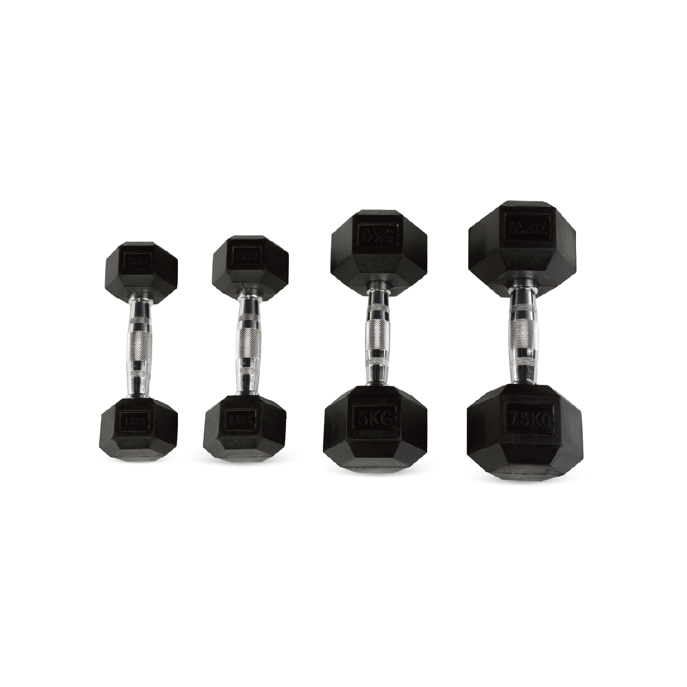Rubber hex dumbbells