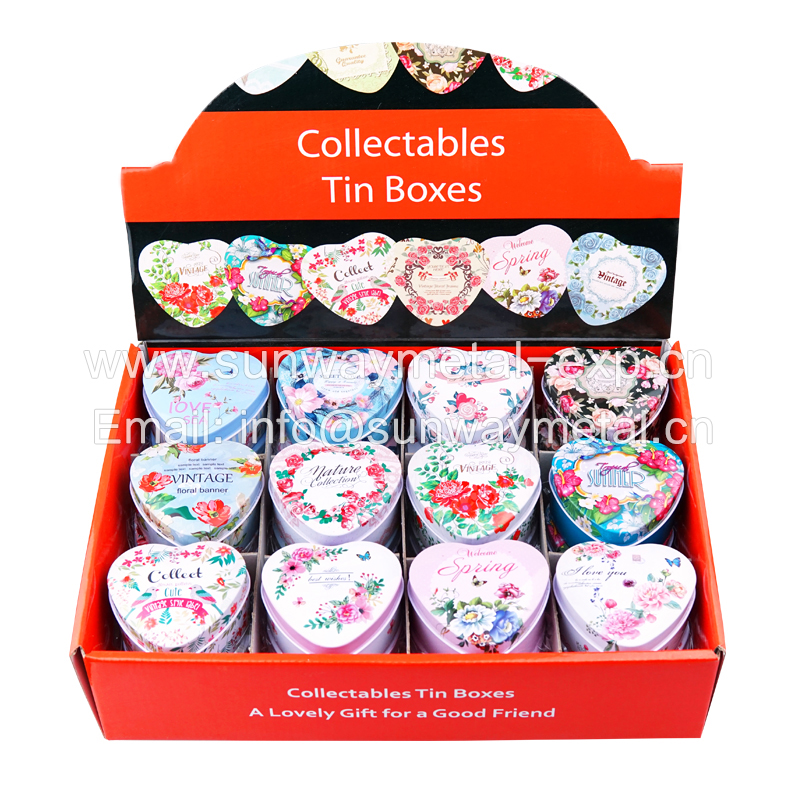 heart shaped tin box set