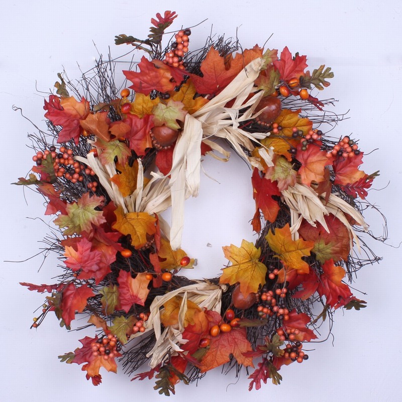High Quality Pumpkin Harvest Silk Fall Front Door Wreath 22 Inches pumpkin wreaths