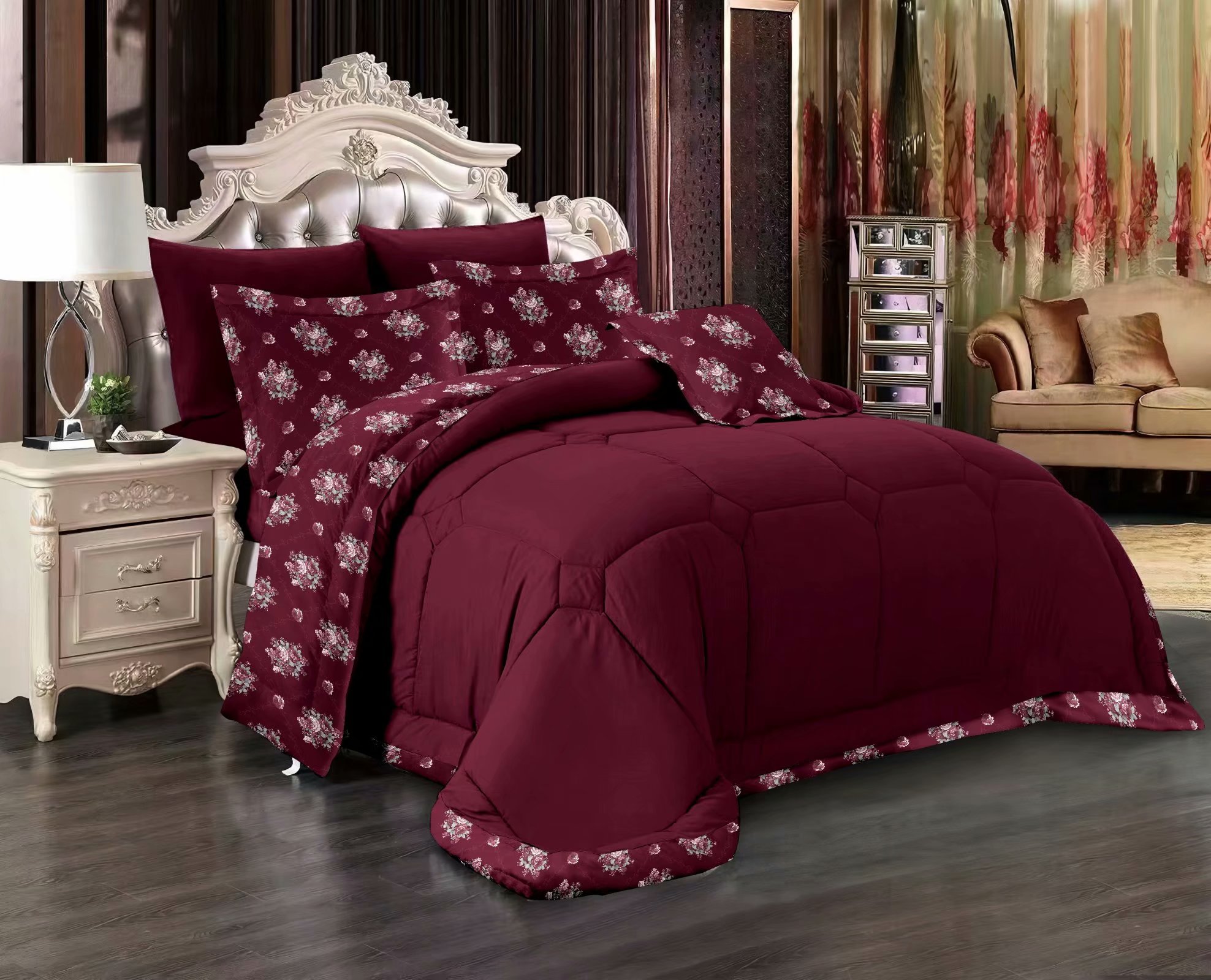 Double sides solid color 100% polyester Duvet Cover set