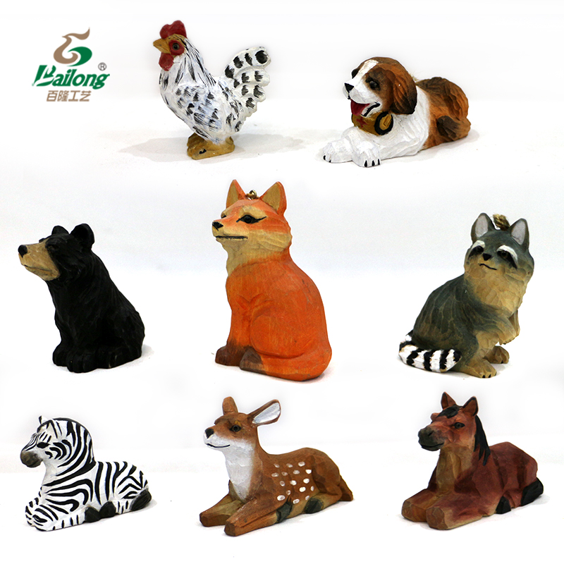 Hand-carved animals made of wood