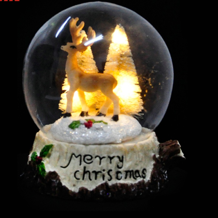 LED Glass Christmas Ball | Deer, Santa & Snowman Holiday Decor
