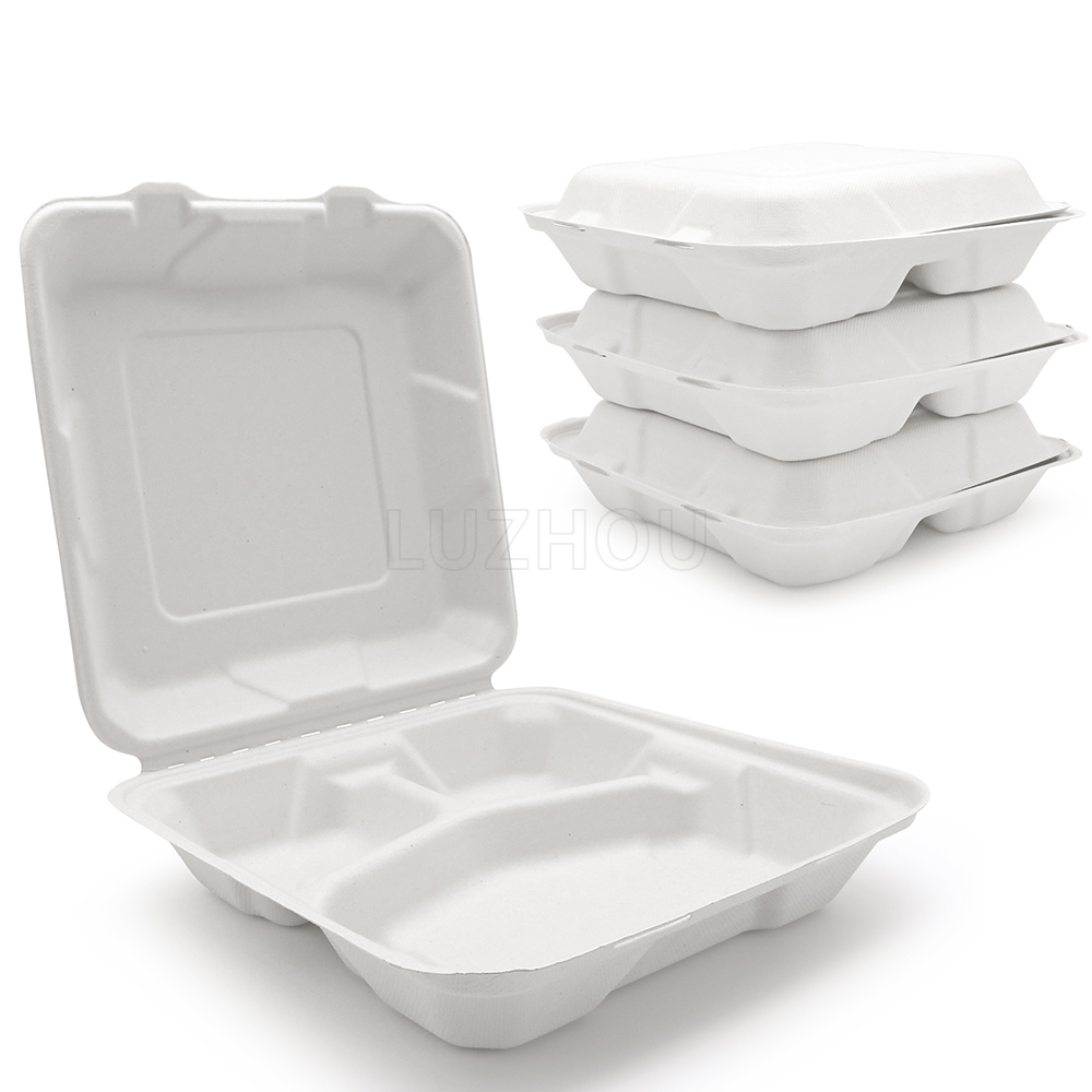 sugarcane bagasse tableware 9inch Clamshell Sugarcane Disposable Plant Fiber tablware