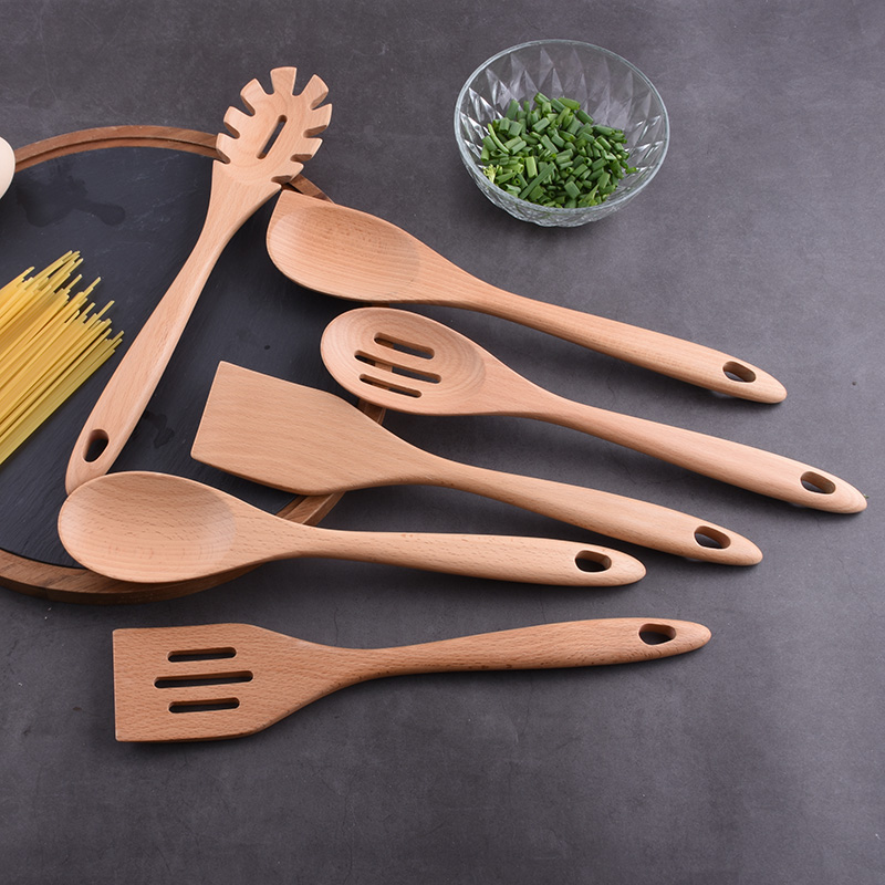 Eco-friendly and Safe 6pcs Beech Wood Kitchen Utensils Set