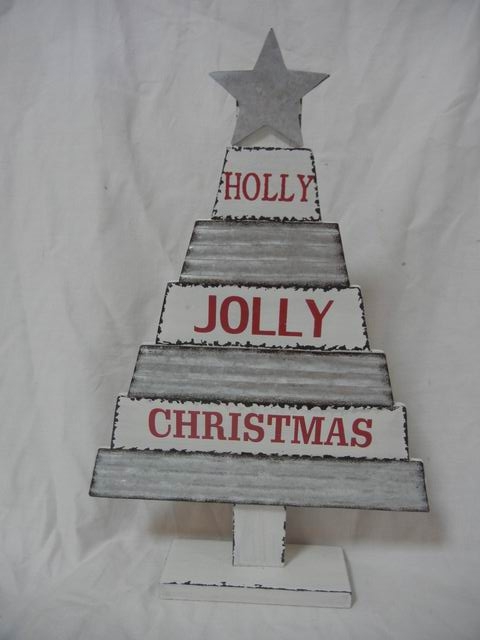 Christmas wooden tree with metal for table top decoration