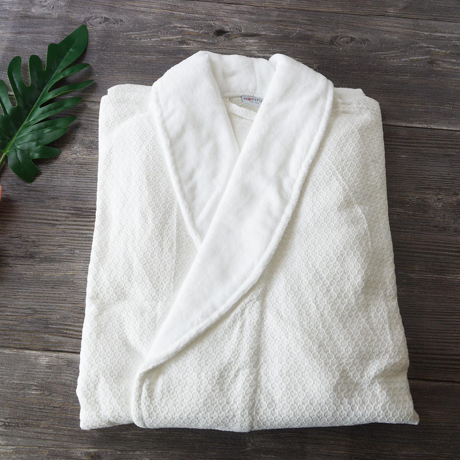 Hotel Waffle Bathrobe Shawl Neckline Robes Bath Gown for Women, Men