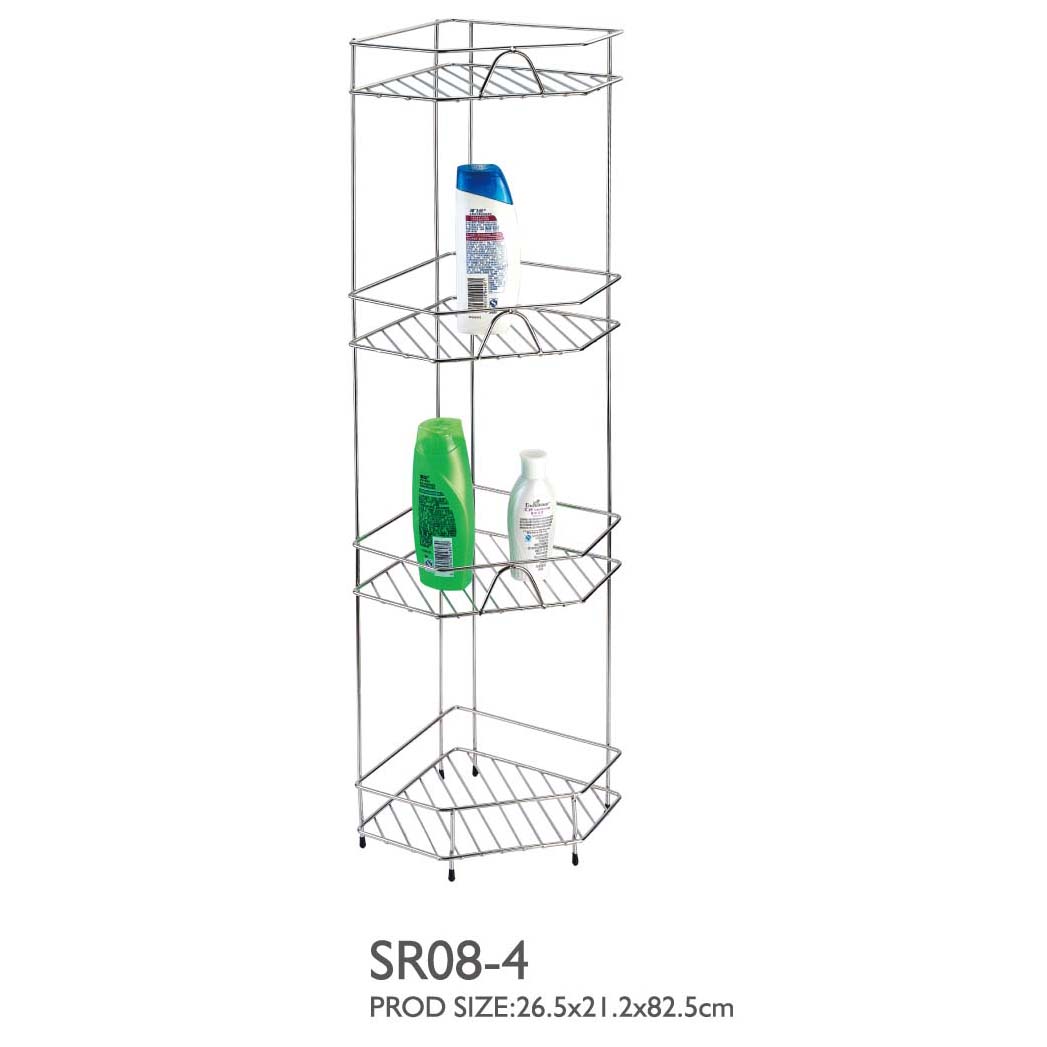 Stainless steel corner storage shelf 4-tiers