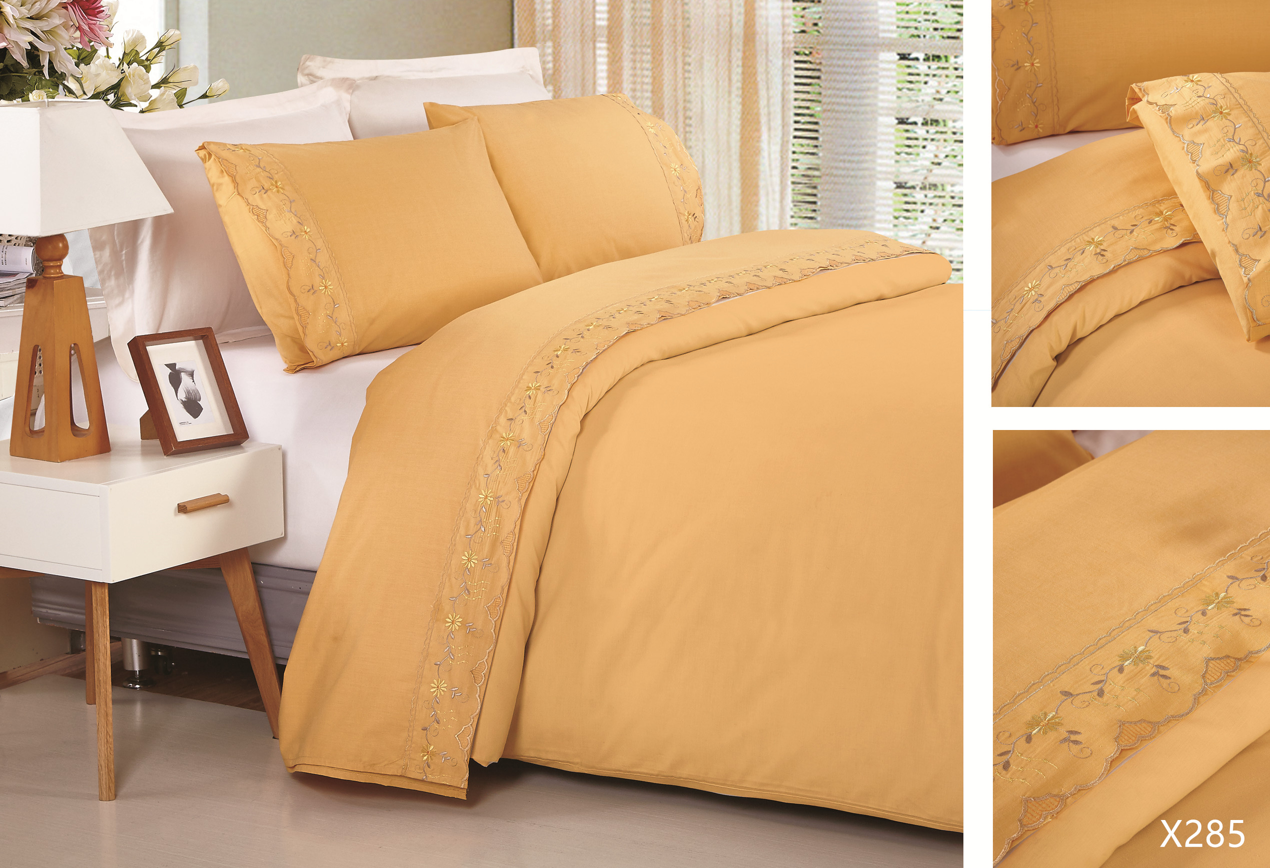 4pcs lace colorful polycotton fabric T/C fabric bed sheet sets
