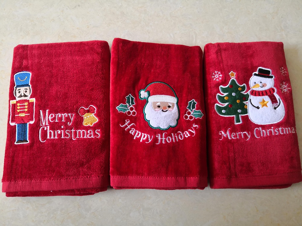 Xmas embroidery hand towel