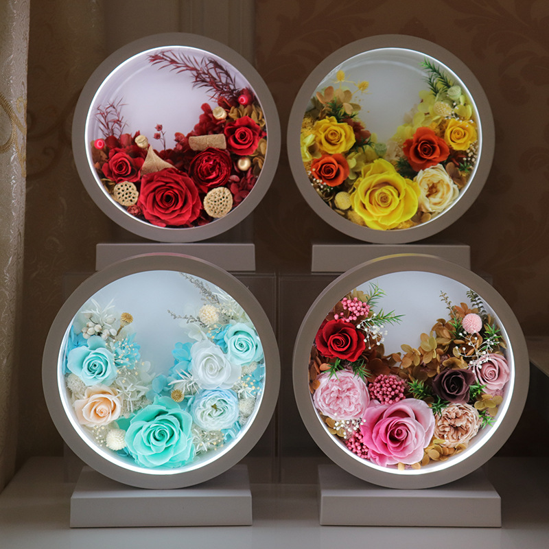 Preserved Flower Glass Desk Lamp | Bedroom Bedside Decor | Valentine's Teacher's Day Gift Custom