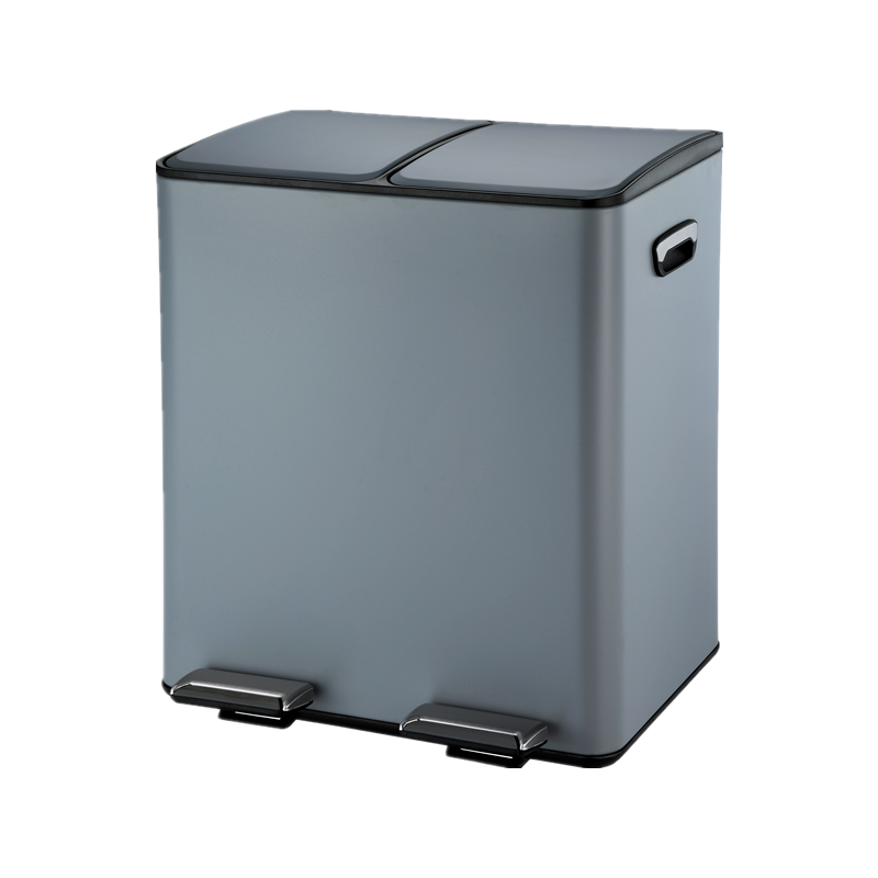 40 liters stainless steel two compartment recycling bin garbage bin with soft close and foldable pedals for home and outdoors