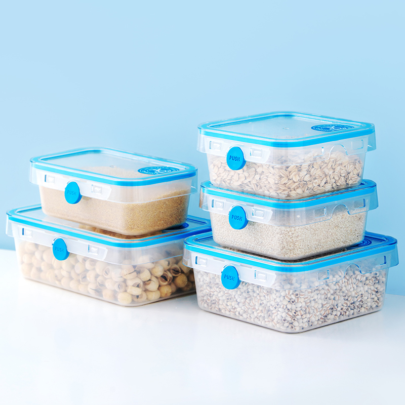 Anti-bacterial or anti-microbial plastic food storage container lunch box bento box with capacity marker microwave and fridge safe