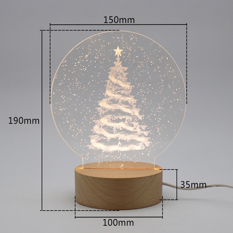 3D原木亚克力圣诞系列圣诞树小夜灯/台灯-圣诞装饰品/家居摆件/礼品/赠品