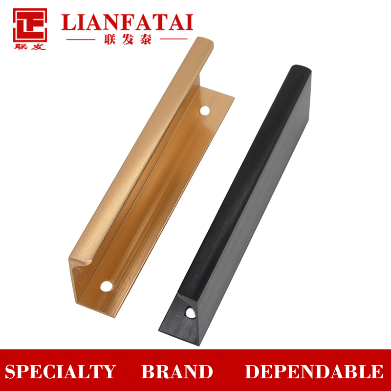 Aluminum Alloy Open Hole Drawer Edge Black Wardrobe Door Handle