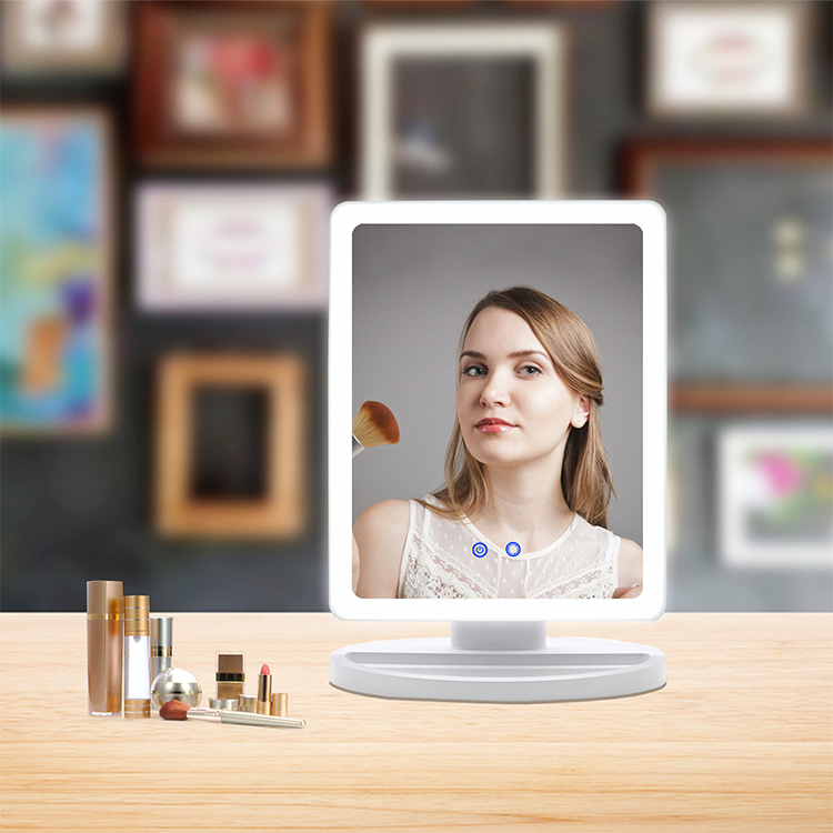 Large Desktop Dimmable Brightness Led Makeup Vanity Hollywood Smart Mirror with Bluetooth Speakers and Microphone