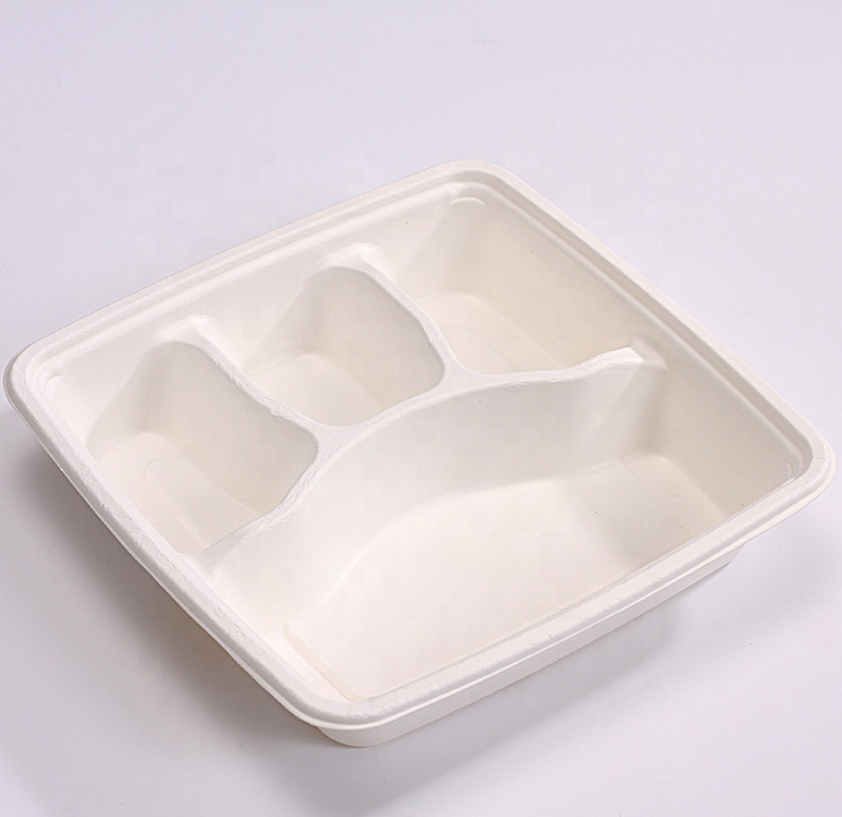 Sugarcane Bagasse 9inch 4 Compartment Tray