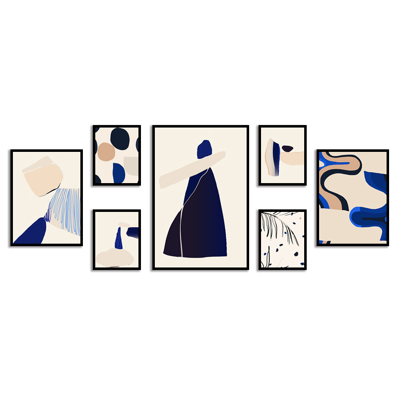 Set of 7 abstract design MDF Framed Art Gold MDF Frame prints